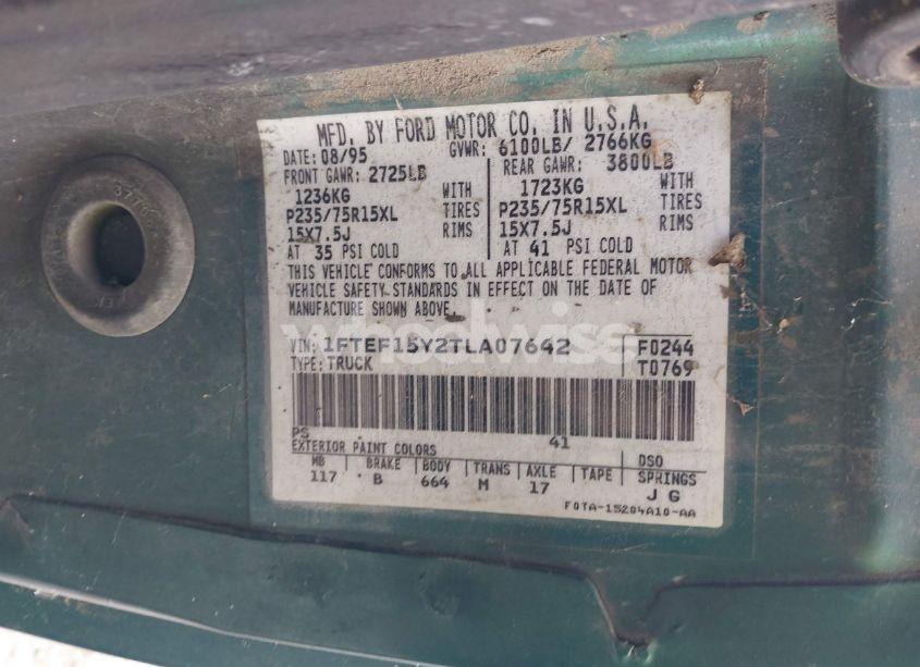 Photo 9 of 1996 Ford F150 (VIN 1FTEF15Y2TLA07642)