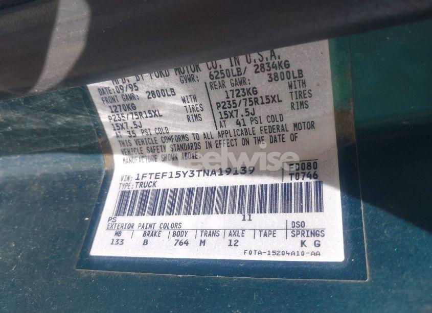 Photo 9 of 1996 Ford F150 (VIN 1FTEF15Y3TNA19139)