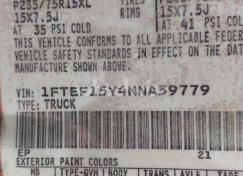 Photo 9 of 1992 Ford F150 (VIN 1FTEF15Y4NNA59779)