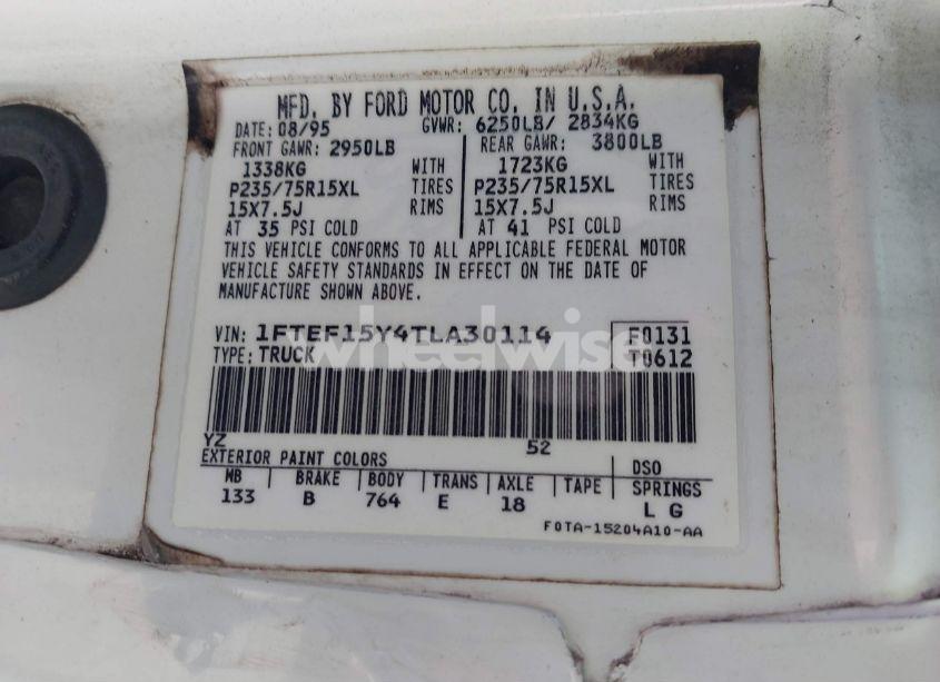 Photo 9 of 1996 Ford F150 (VIN 1FTEF15Y4TLA30114)