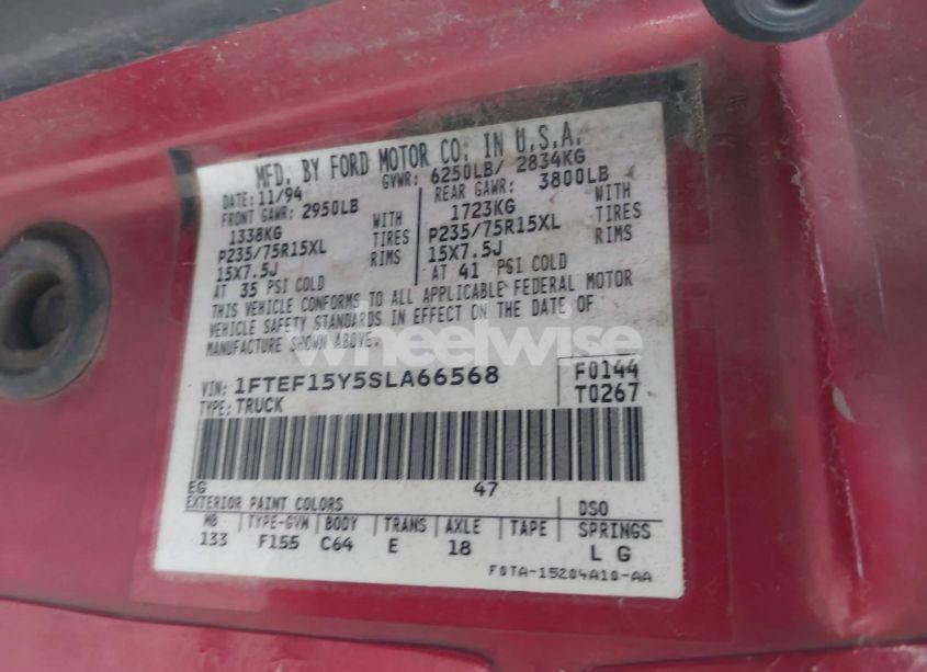 Photo 9 of 1995 Ford F150 N/A (VIN 1FTEF15Y5SLA66568)