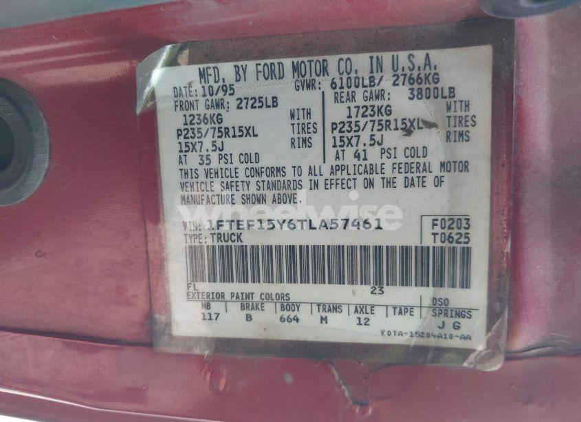 Photo 9 of 1996 Ford F150 (VIN 1FTEF15Y6TLA57461)