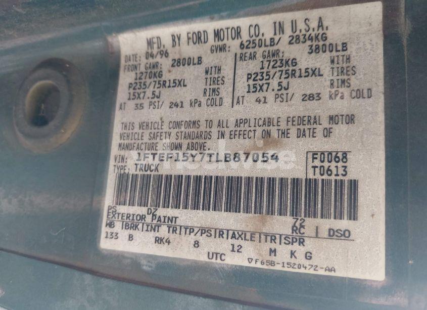 Photo 9 of 1996 Ford F150 (VIN 1FTEF15Y7TLB87054)