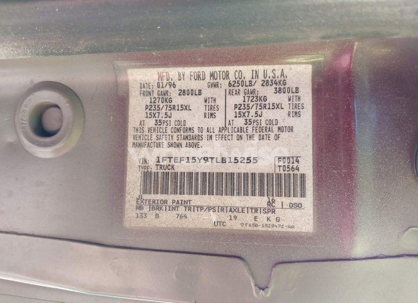 Photo 9 of 1996 Ford F150 (VIN 1FTEF15Y9TLB15255)