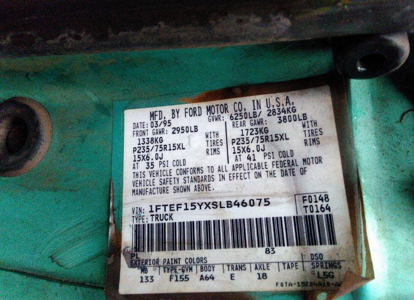 Photo 9 of 1995 Ford F150 (VIN 1FTEF15YXSLB46075)