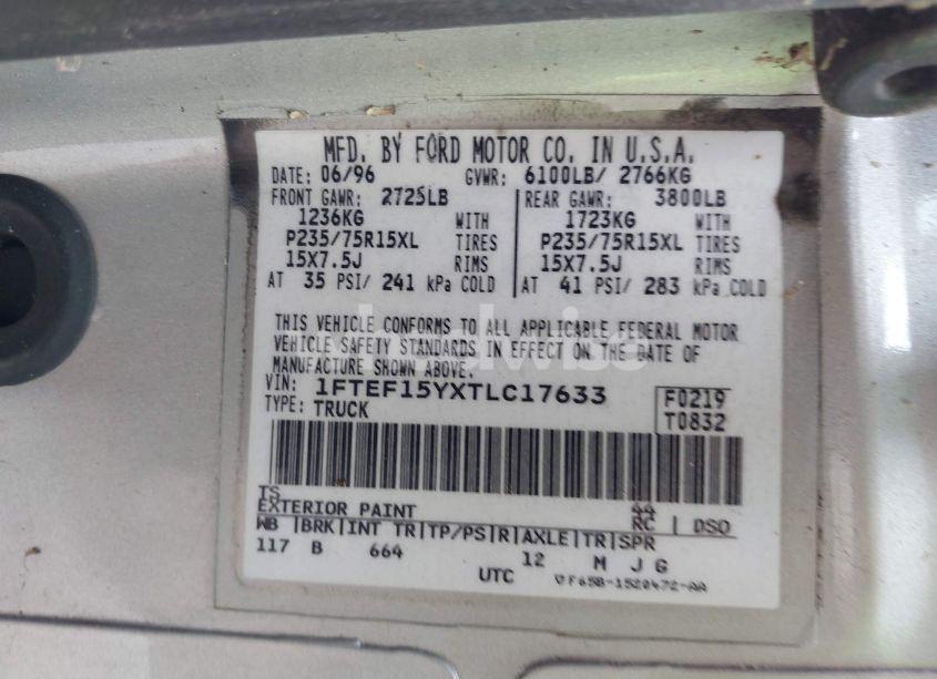 Photo 9 of 1996 Ford F150 (VIN 1FTEF15YXTLC17633)