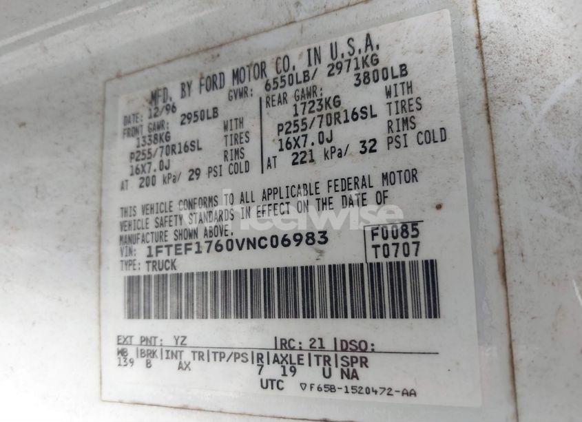 Photo 9 of 1997 Ford F-150 LARIAT/STANDARD/XL/XLT (VIN 1FTEF1760VNC06983)