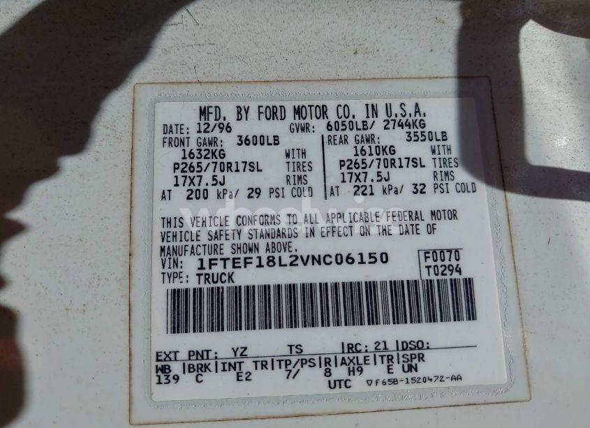 Photo 9 of 1997 Ford F-150 LARIAT/STANDARD/XL/XLT (VIN 1FTEF18L2VNC06150)