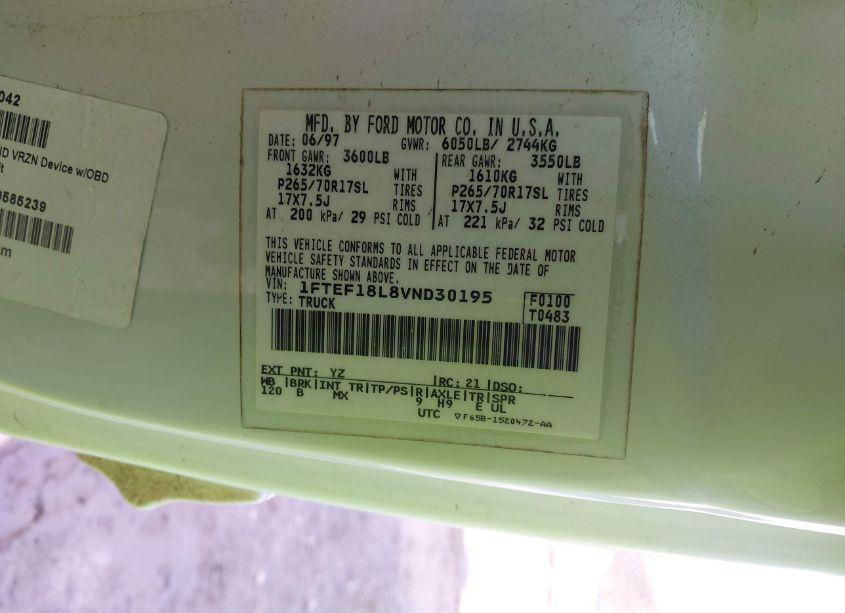 Photo 9 of 1997 Ford F-150 LARIAT/STANDARD/XL/XLT (VIN 1FTEF18L8VND30195)