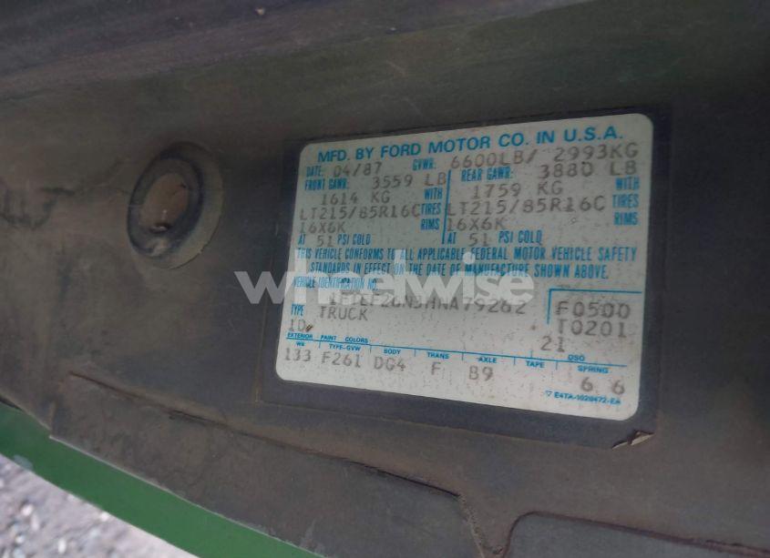 Photo 9 of 1987 Ford F250 (VIN 1FTEF26N3HNA79262)