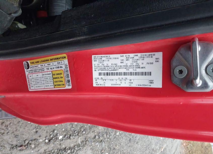 Photo 9 of 2020 Ford Ranger XL (VIN 1FTER1FH7LLA49911)