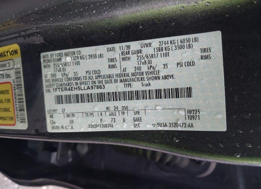 Photo 9 of 2020 Ford Ranger XLT (VIN 1FTER4EH5LLA97863)