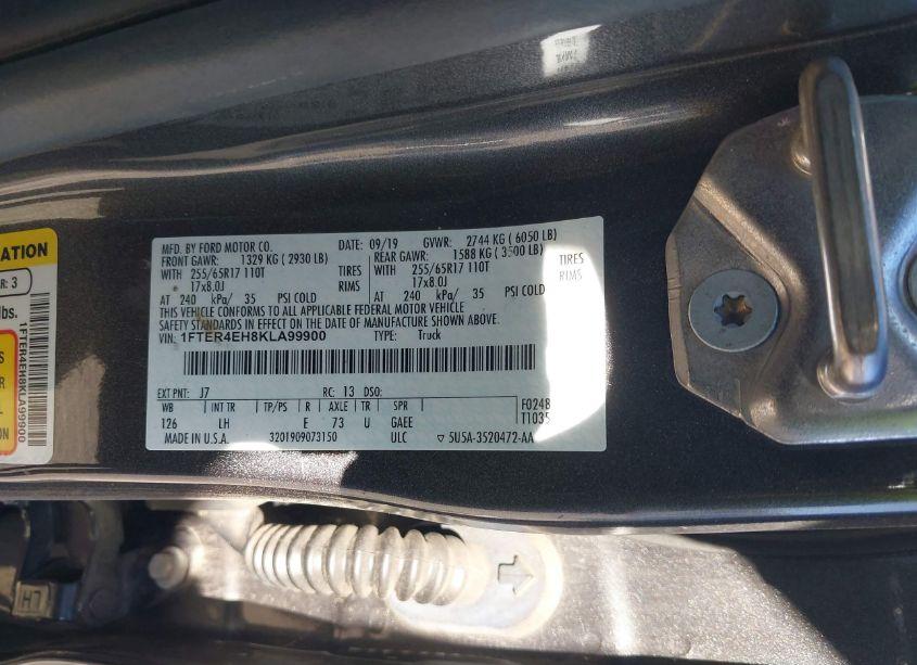 Photo 9 of 2019 Ford Ranger XLT (VIN 1FTER4EH8KLA99900)