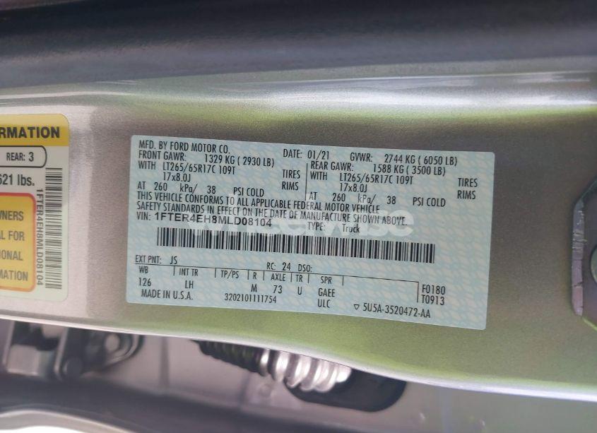 Photo 9 of 2021 Ford Ranger XLT (VIN 1FTER4EH8MLD08104)