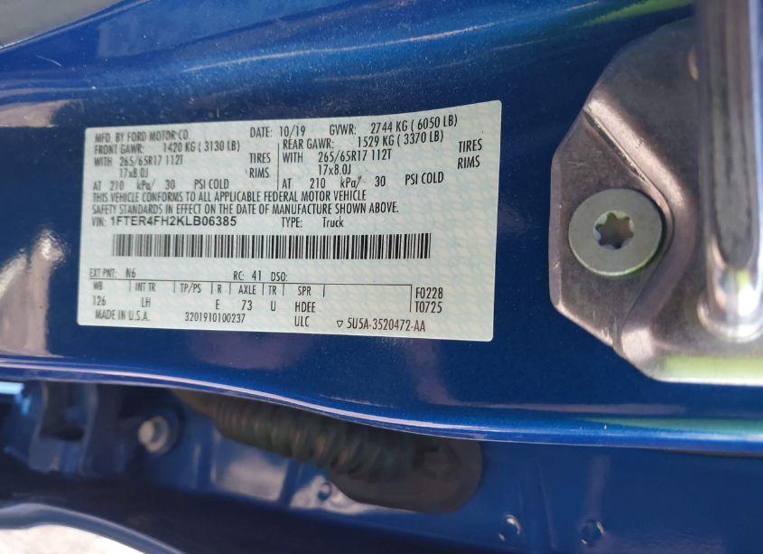 Photo 9 of 2019 Ford Ranger XL (VIN 1FTER4FH2KLB06385)