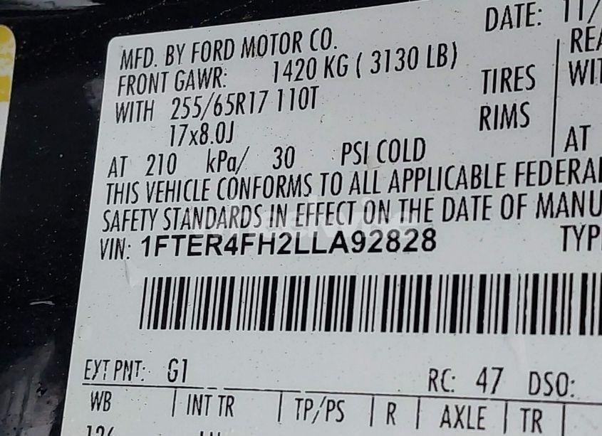 Photo 9 of 2020 Ford Ranger XLT (VIN 1FTER4FH2LLA92828)