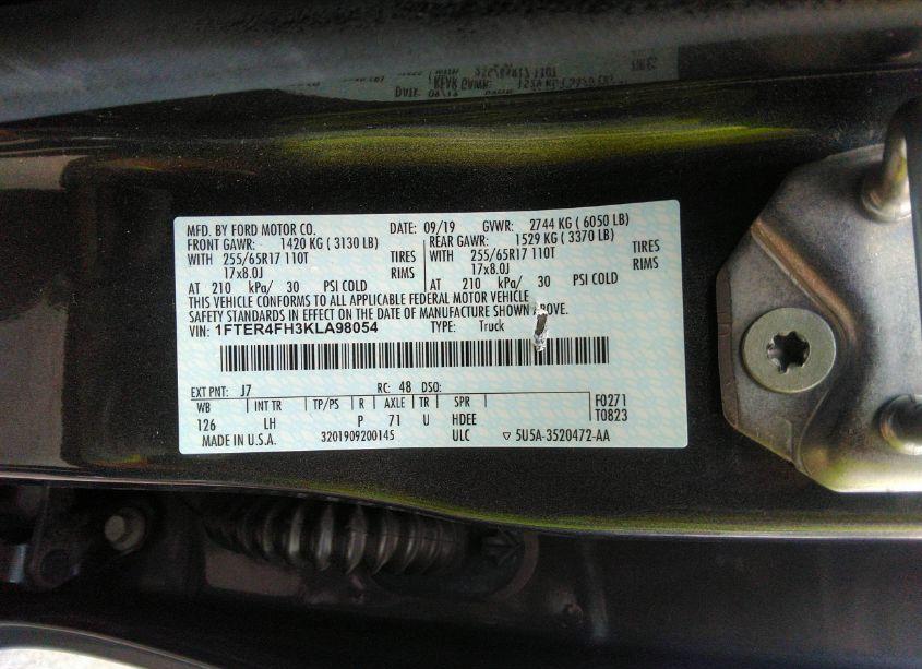 Photo 9 of 2019 Ford Ranger XLT (VIN 1FTER4FH3KLA98054)