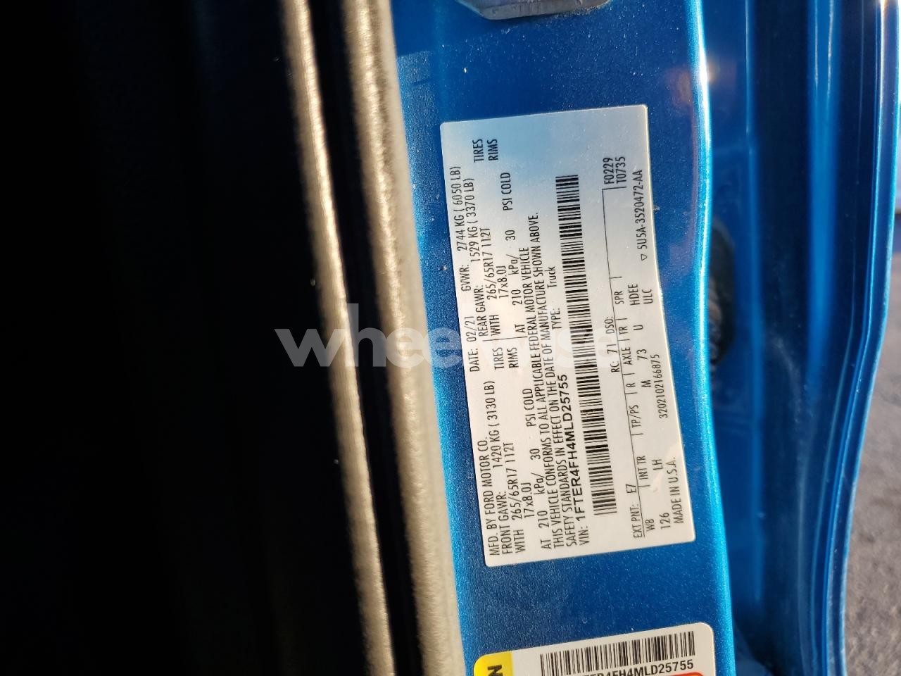 Photo 12 of 2021 FORD RANGER XL (VIN 1FTER4FH4MLD25755)