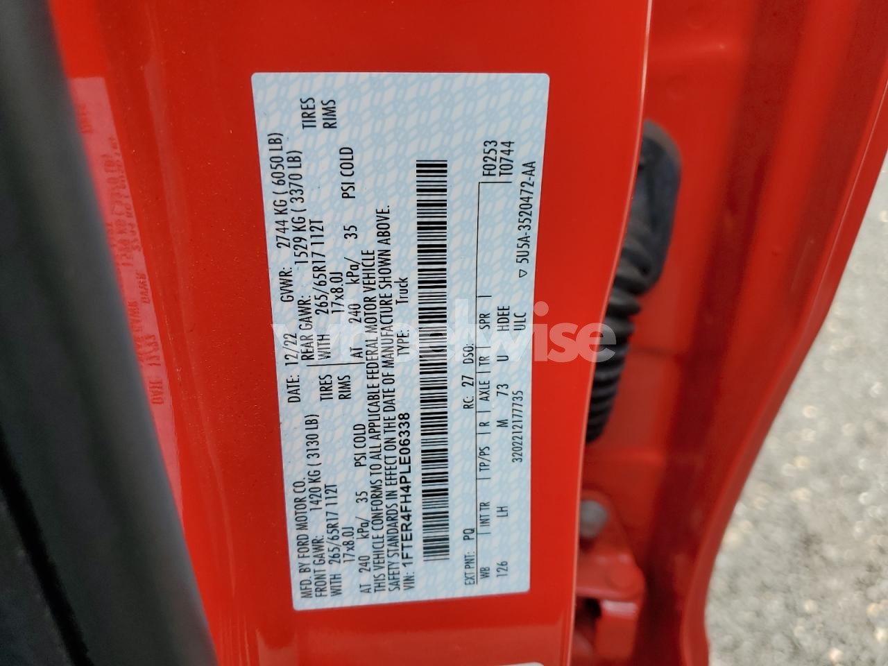 Photo 12 of 2023 FORD RANGER XL (VIN 1FTER4FH4PLE06338)