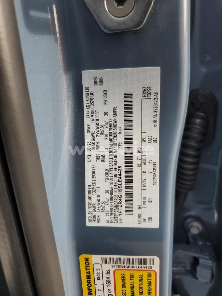 Photo 12 of 2025 FORD RANGER XLT (VIN 1FTER4GH9SLE44428)