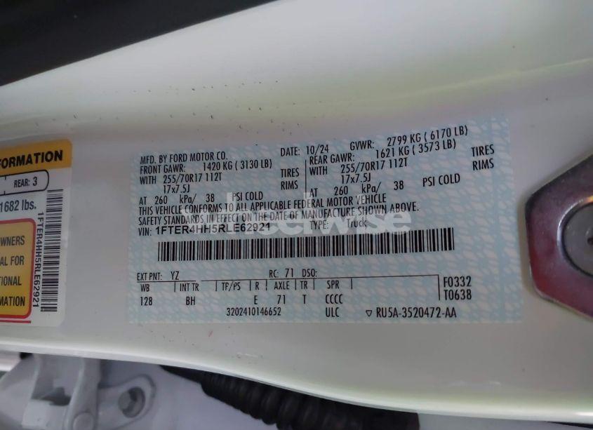 Photo 9 of 2024 Ford Ranger XLT (VIN 1FTER4HH5RLE62921)