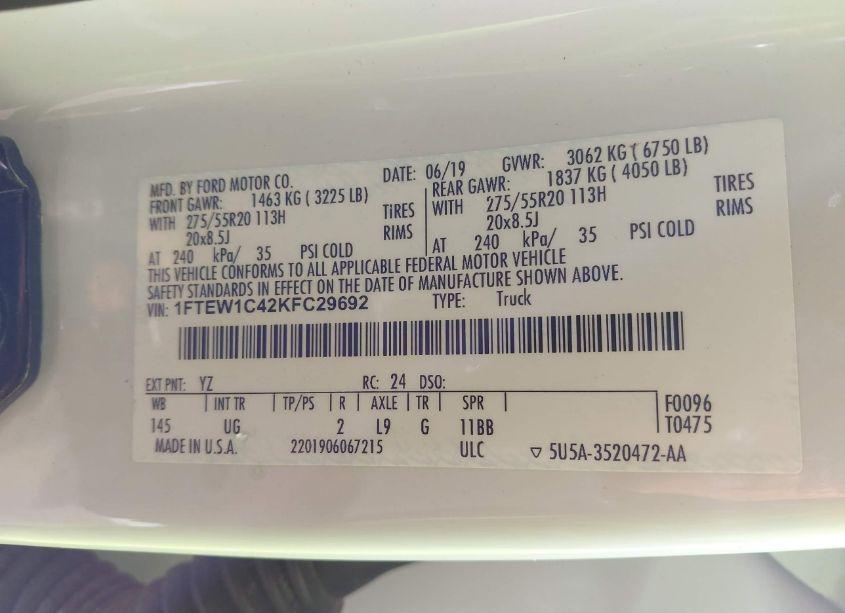 Photo 9 of 2019 Ford F-150 XLT (VIN 1FTEW1C42KFC29692)