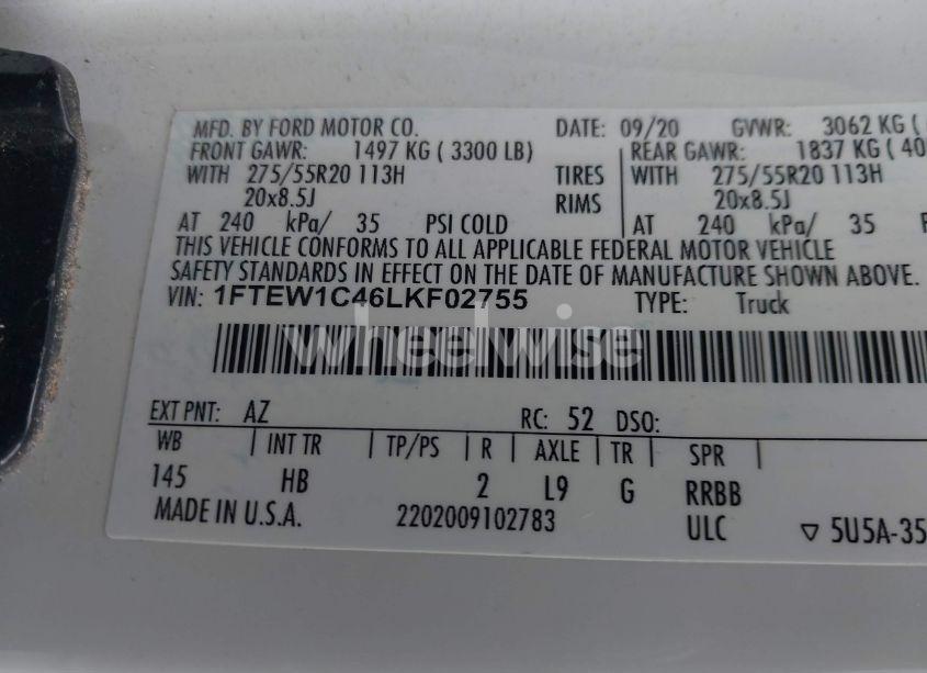 Photo 9 of 2020 Ford F-150 LARIAT (VIN 1FTEW1C46LKF02755)