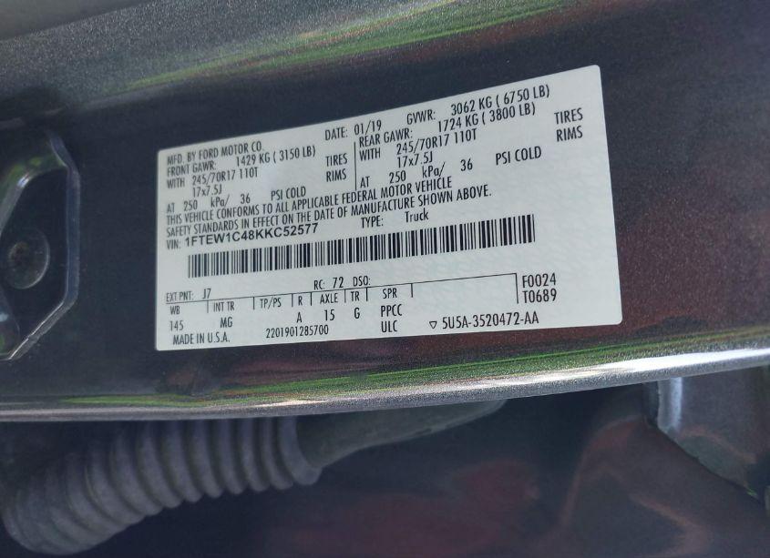 Photo 9 of 2019 Ford F-150 XLT (VIN 1FTEW1C48KKC52577)