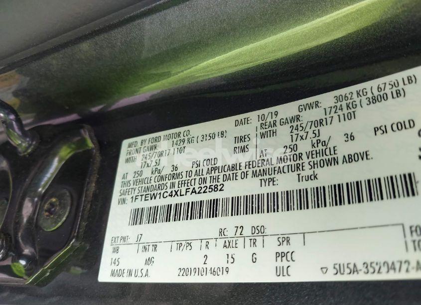 Photo 9 of 2020 Ford F-150 XLT (VIN 1FTEW1C4XLFA22582)