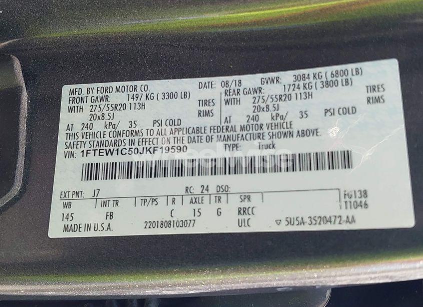 Photo 9 of 2018 Ford F-150 XLT (VIN 1FTEW1C50JKF19590)