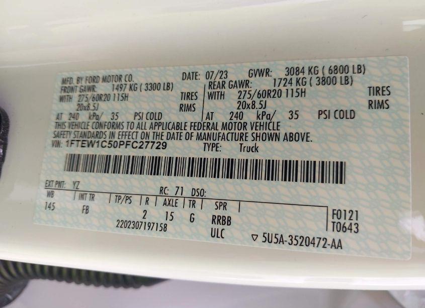 Photo 9 of 2023 Ford F-150 XLT (VIN 1FTEW1C50PFC27729)