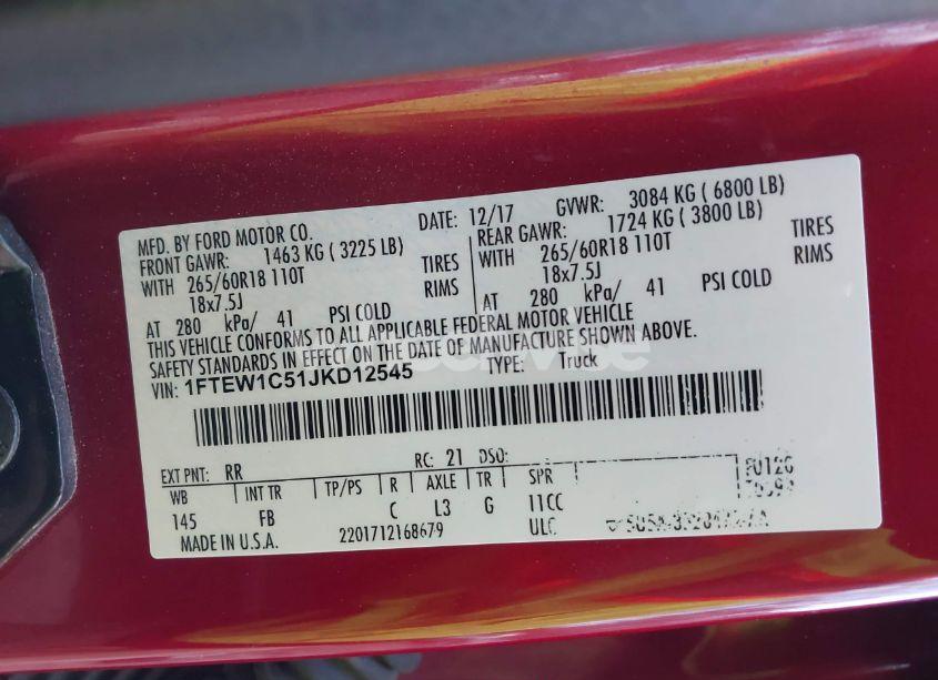 Photo 9 of 2018 Ford F-150 XLT (VIN 1FTEW1C51JKD12545)