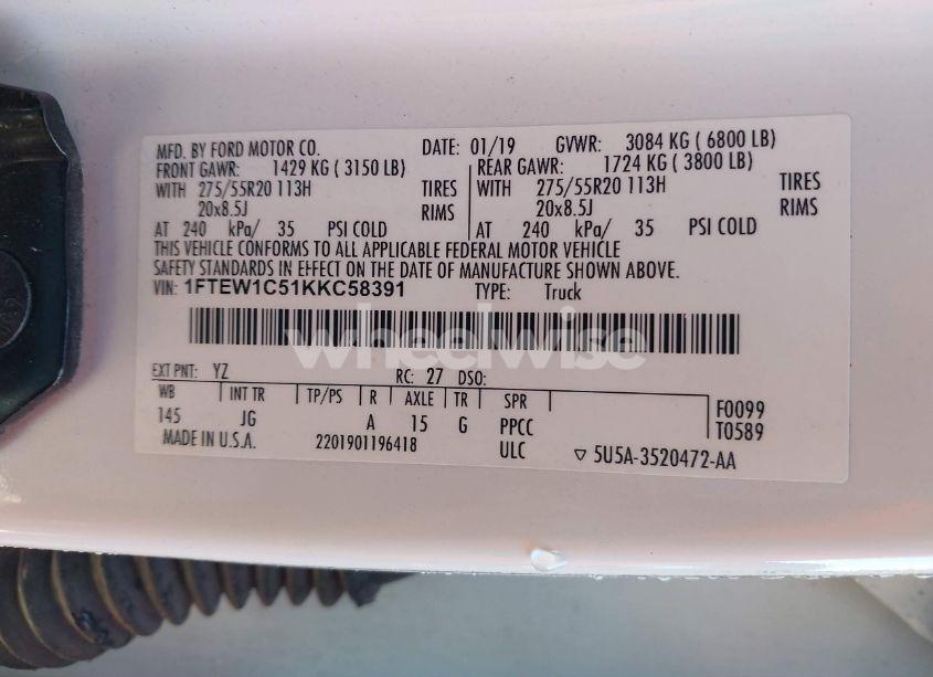 Photo 9 of 2019 Ford F-150 XL (VIN 1FTEW1C51KKC58391)