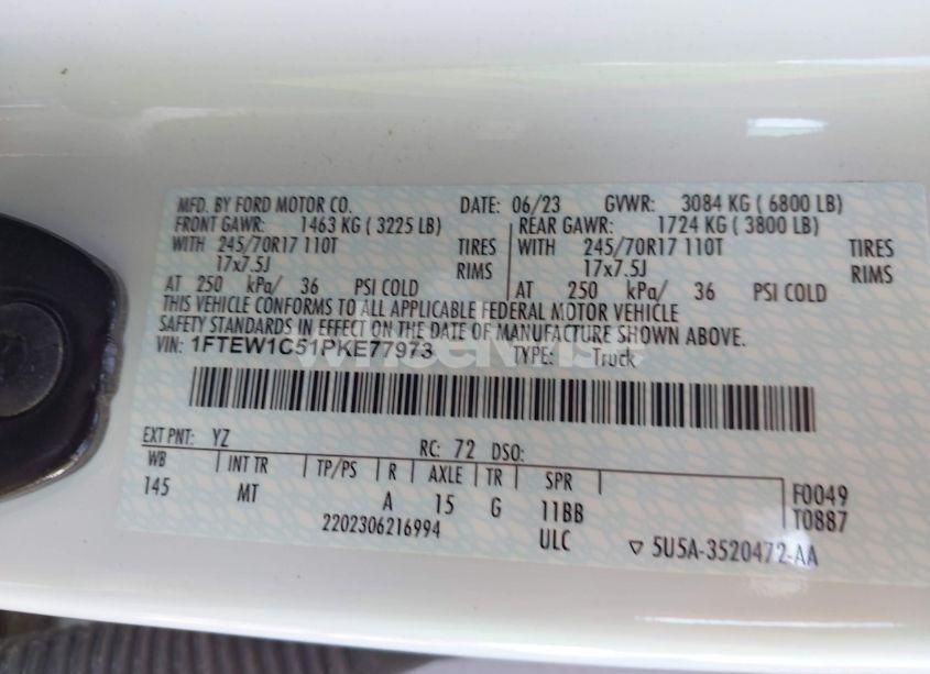 Photo 9 of 2023 Ford F-150 XLT (VIN 1FTEW1C51PKE77973)