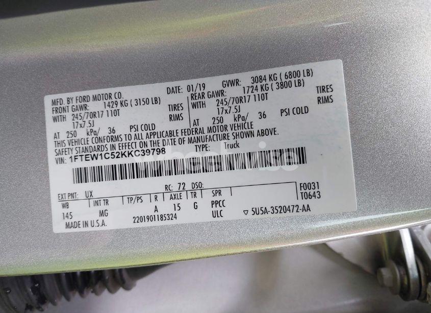 Photo 9 of 2019 Ford F-150 XLT (VIN 1FTEW1C52KKC39798)