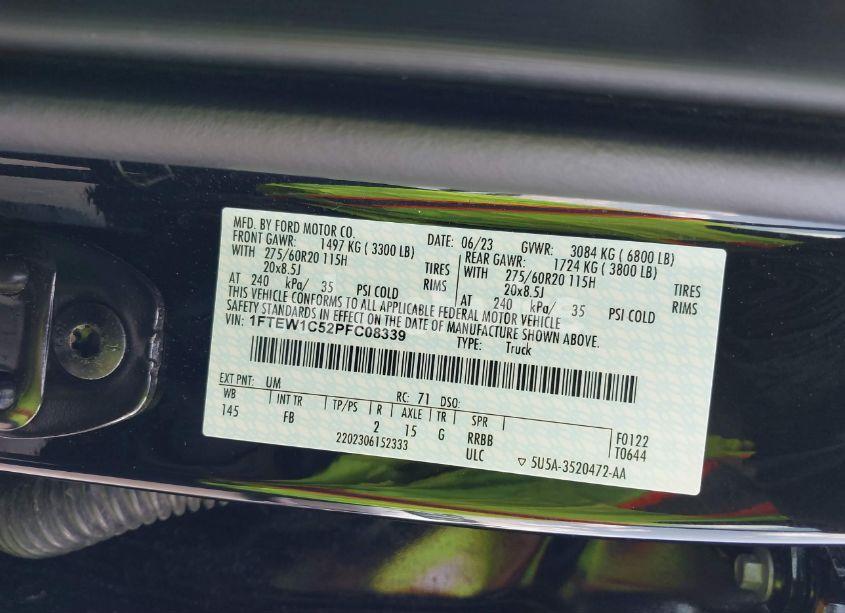 Photo 9 of 2023 Ford F-150 XLT (VIN 1FTEW1C52PFC08339)