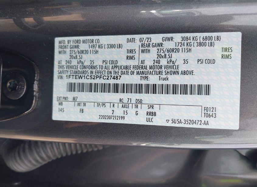 Photo 9 of 2023 Ford F-150 XLT (VIN 1FTEW1C52PFC27487)