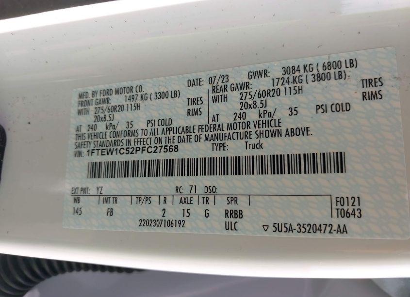 Photo 9 of 2023 Ford F-150 XLT (VIN 1FTEW1C52PFC27568)