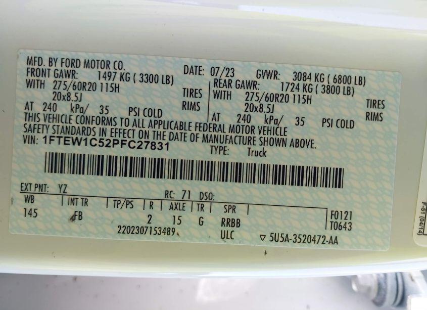 Photo 9 of 2023 Ford F-150 XLT (VIN 1FTEW1C52PFC27831)