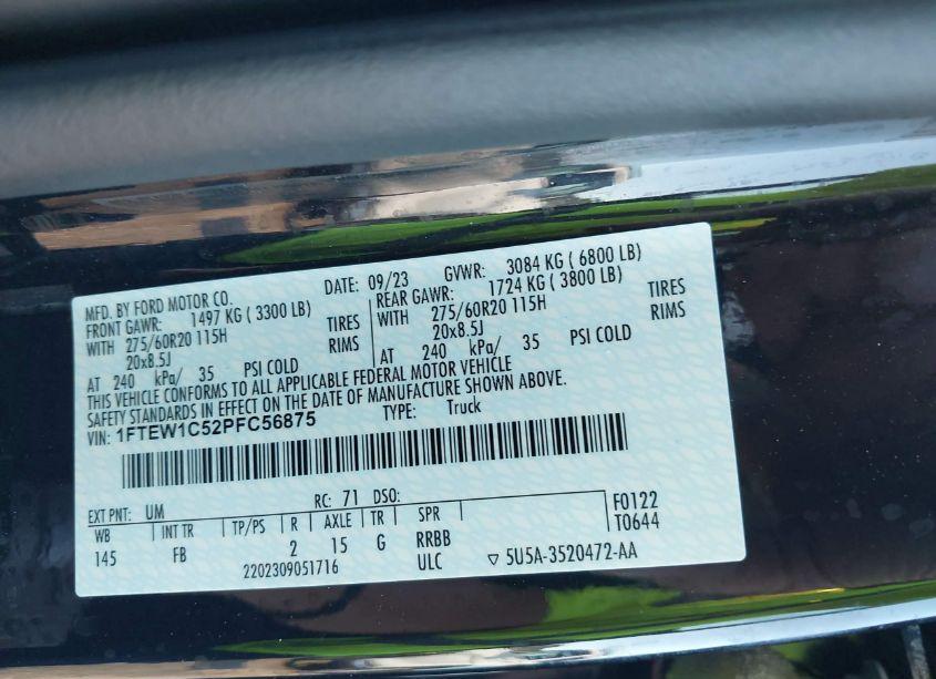 Photo 9 of 2023 Ford F-150 XLT (VIN 1FTEW1C52PFC56875)