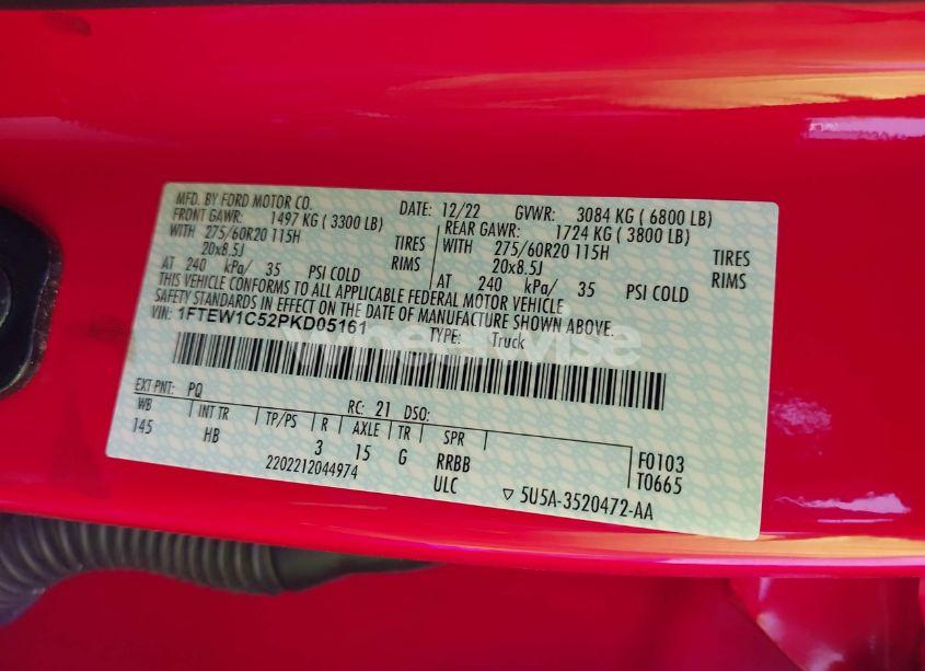 Photo 9 of 2023 Ford F-150 LARIAT (VIN 1FTEW1C52PKD05161)