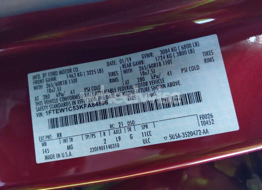 Photo 9 of 2019 Ford F-150 XLT (VIN 1FTEW1C53KFA84896)