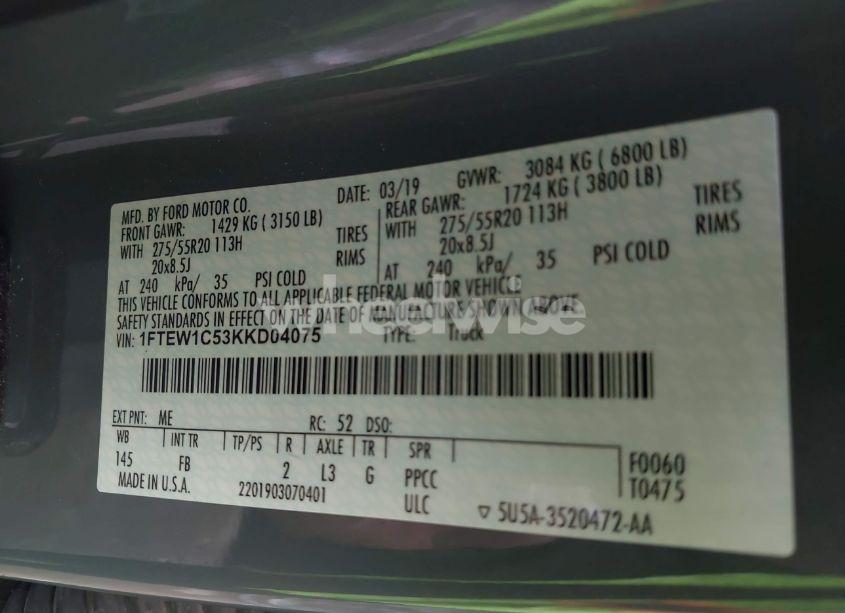 Photo 9 of 2019 Ford F-150 XLT (VIN 1FTEW1C53KKD04075)