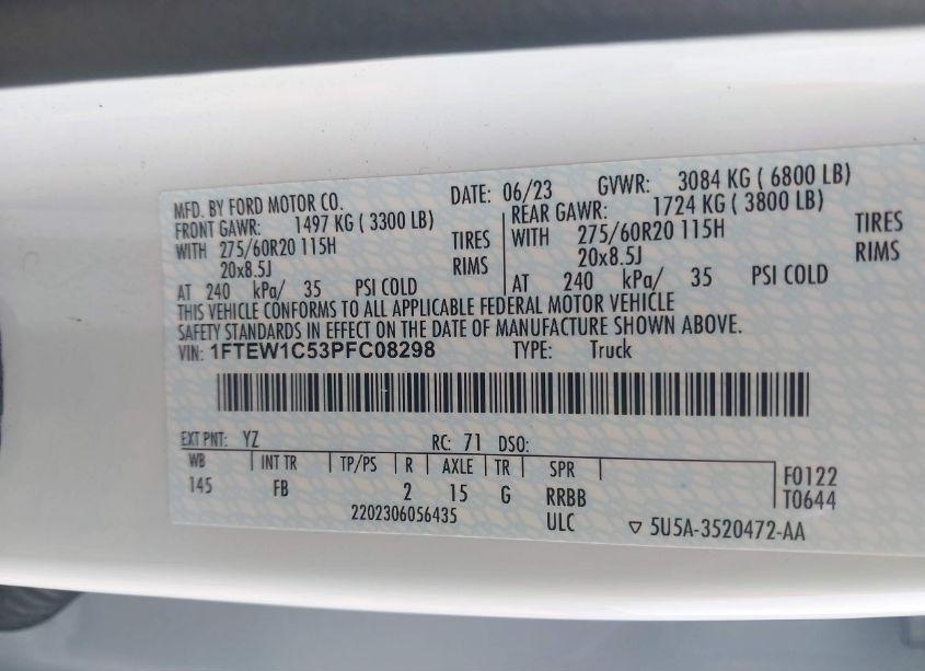 Photo 9 of 2023 Ford F-150 XLT (VIN 1FTEW1C53PFC08298)