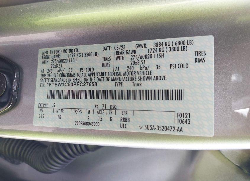 Photo 9 of 2023 Ford F-150 XLT (VIN 1FTEW1C53PFC27658)