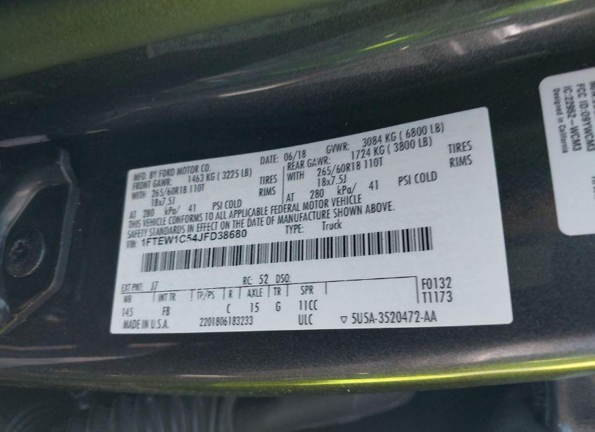 Photo 9 of 2018 Ford F-150 XLT (VIN 1FTEW1C54JFD38680)