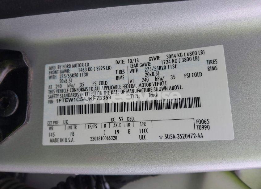 Photo 9 of 2018 Ford F-150 XLT (VIN 1FTEW1C54JKF73359)