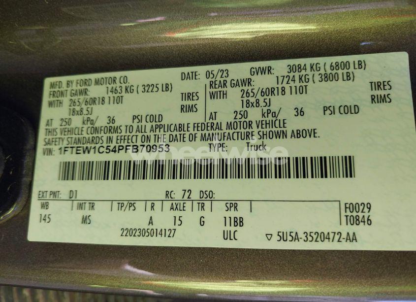 Photo 9 of 2023 Ford F-150 XLT (VIN 1FTEW1C54PFB70953)