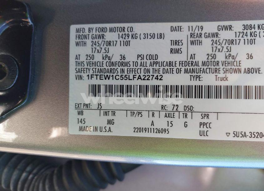 Photo 9 of 2020 Ford F-150 XLT (VIN 1FTEW1C55LFA22742)