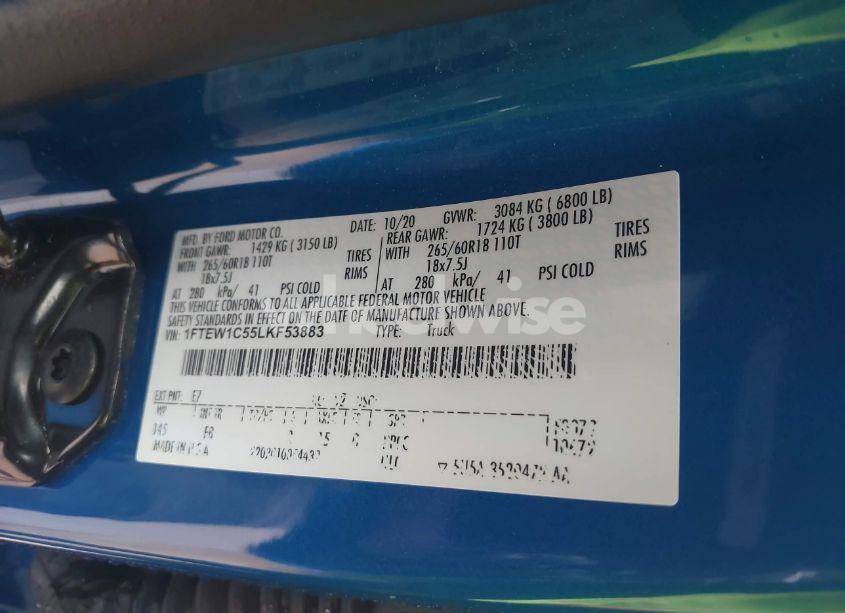 Photo 9 of 2020 Ford F-150 XLT (VIN 1FTEW1C55LKF53883)